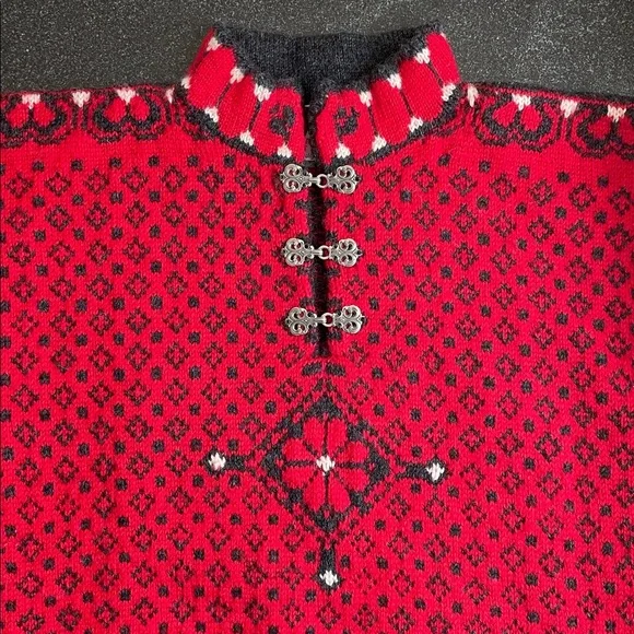 EUC Dale of Norway Haukeli Sweater Red Gray White Wool Size Unisex Small (S) - Picture 7 of 15